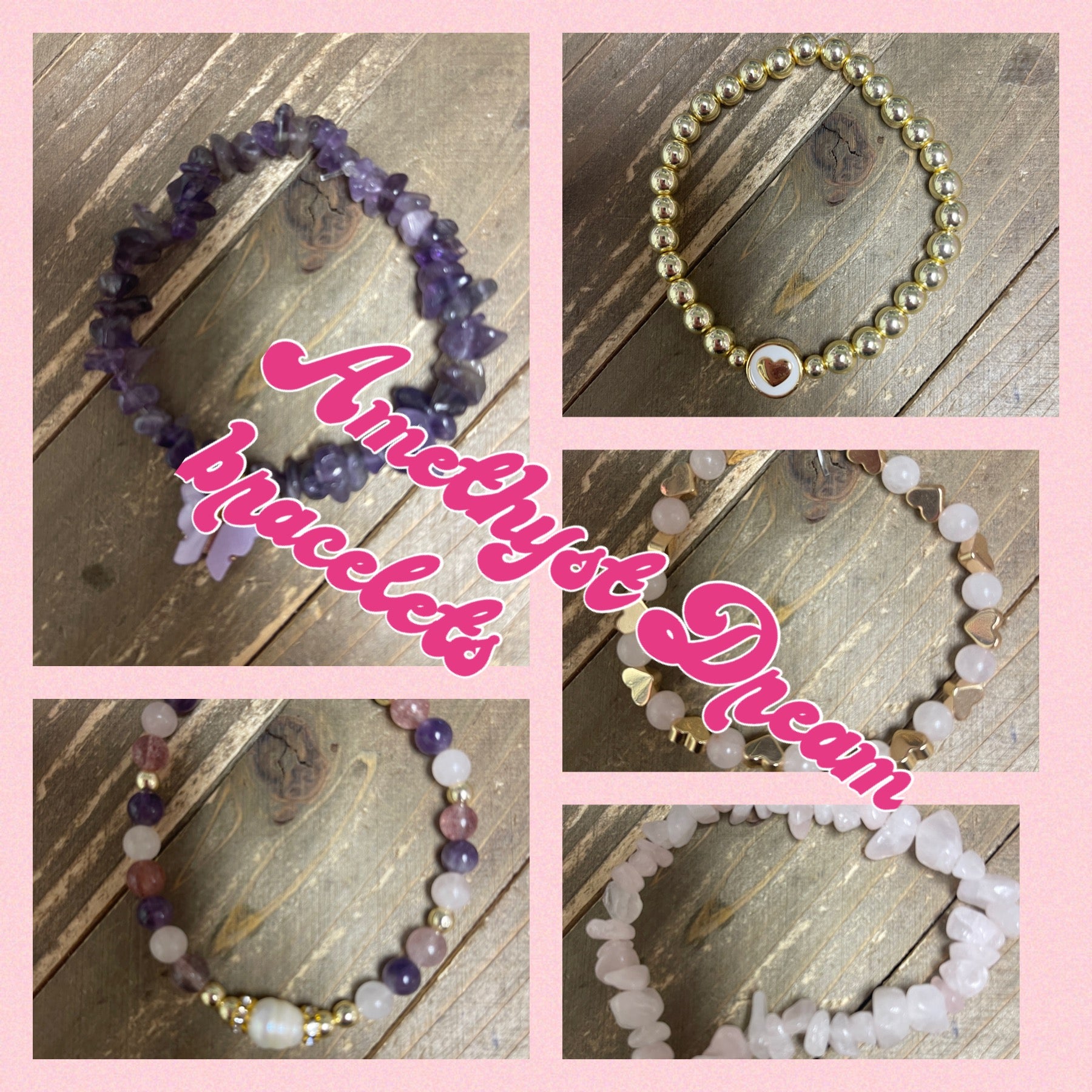 Amethyst Dream Beaded Elastic/Stretch Bracelets (Set of 5)Pink tiful of LOVE