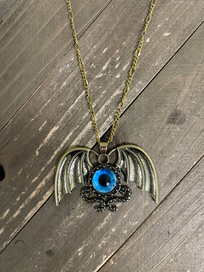 Bat Wing Pendant on a Oxidized Brass Finish Cable chain NecklacePink tiful of LOVE