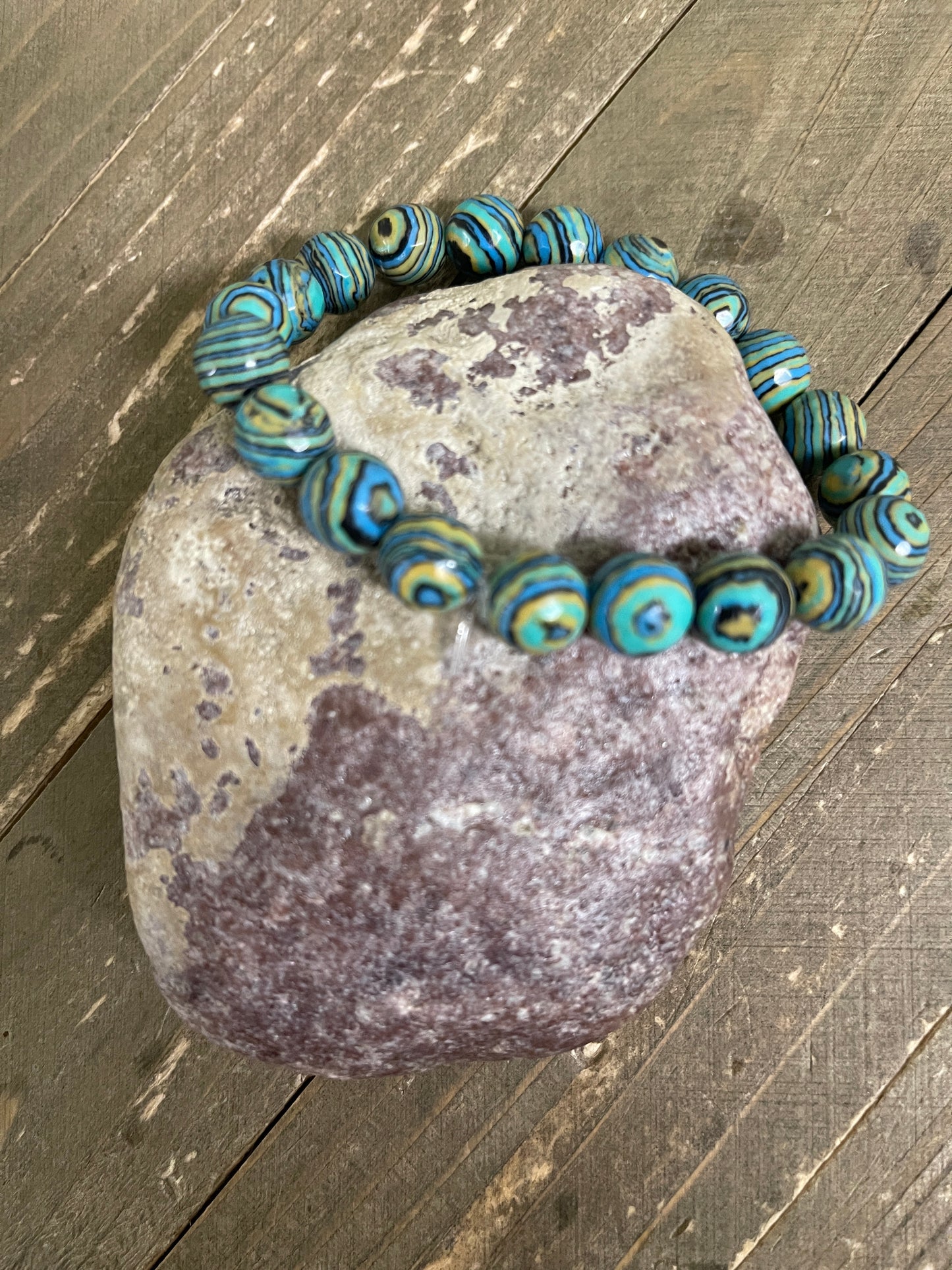 Reconstituted Turquoise  Beaded Elastic/Stretch Bracelet