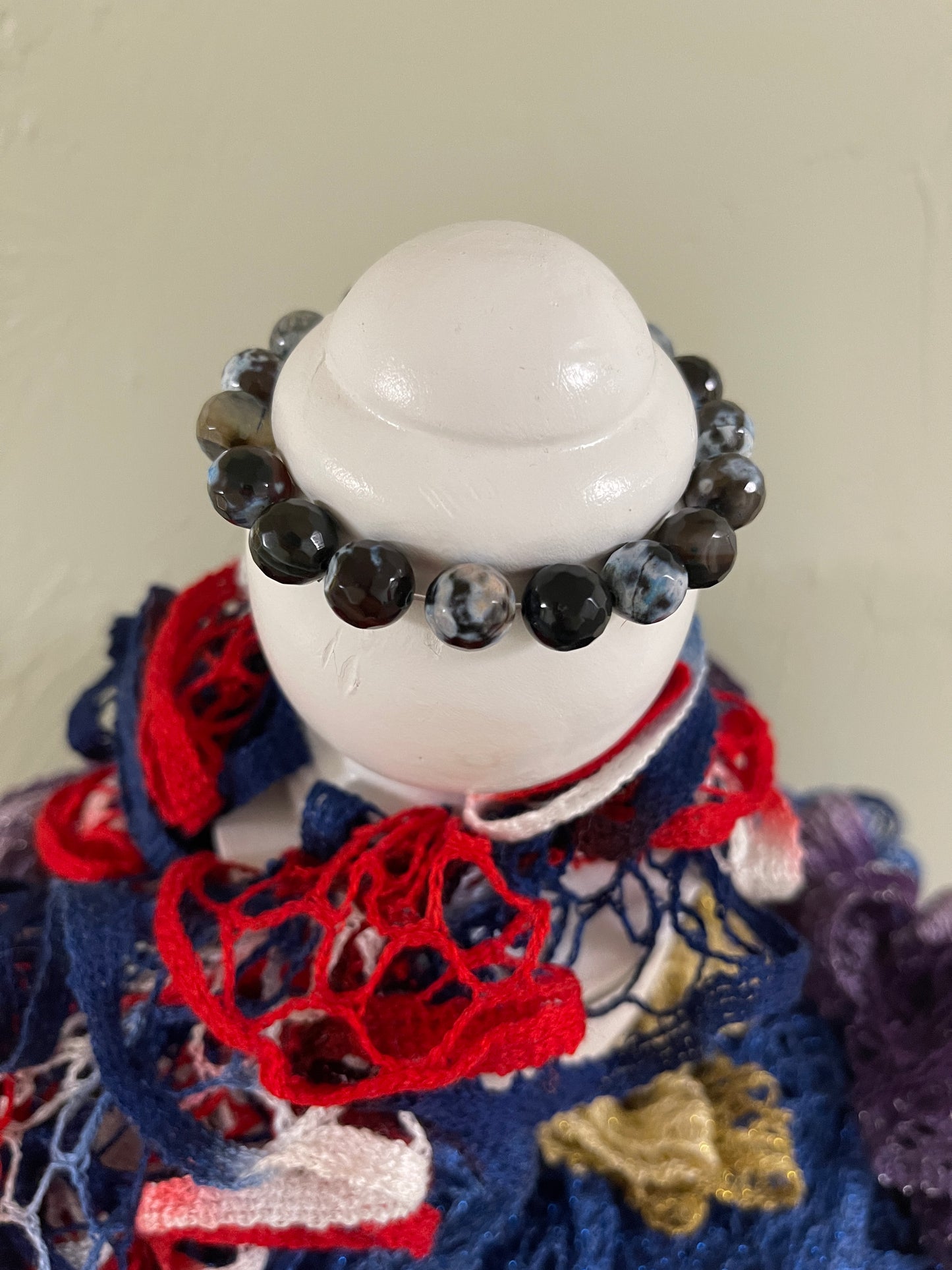 Blue Round Agate Beaded Elastic/Stretch BraceletPink tiful of LOVE