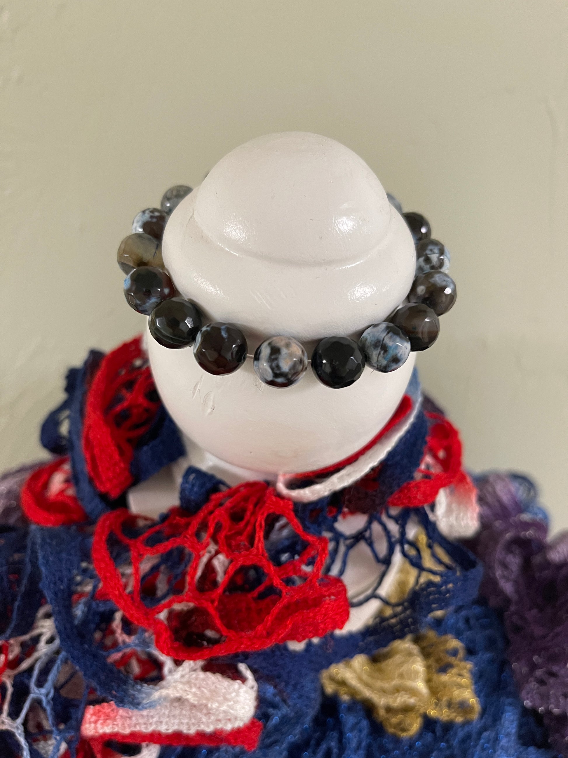 Blue Round Agate Beaded Elastic/Stretch BraceletPink tiful of LOVE