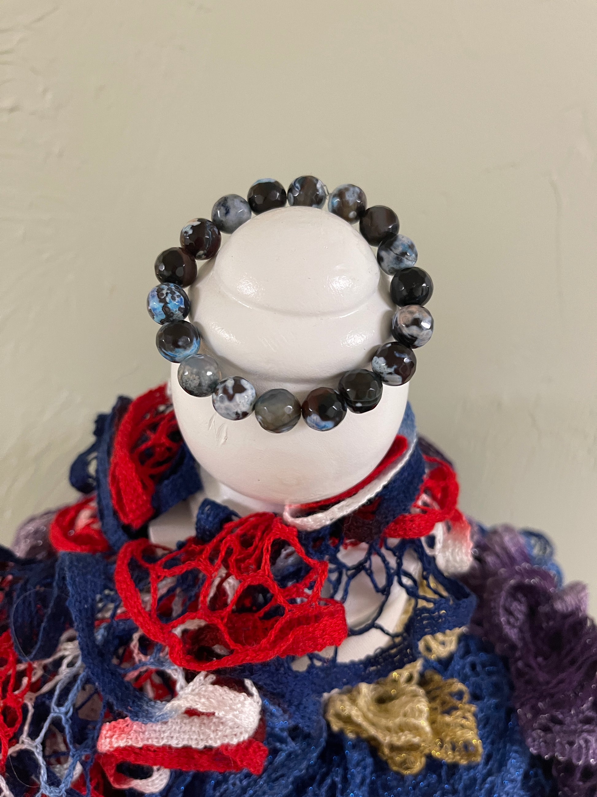 Blue Round Agate Beaded Elastic/Stretch BraceletPink tiful of LOVE