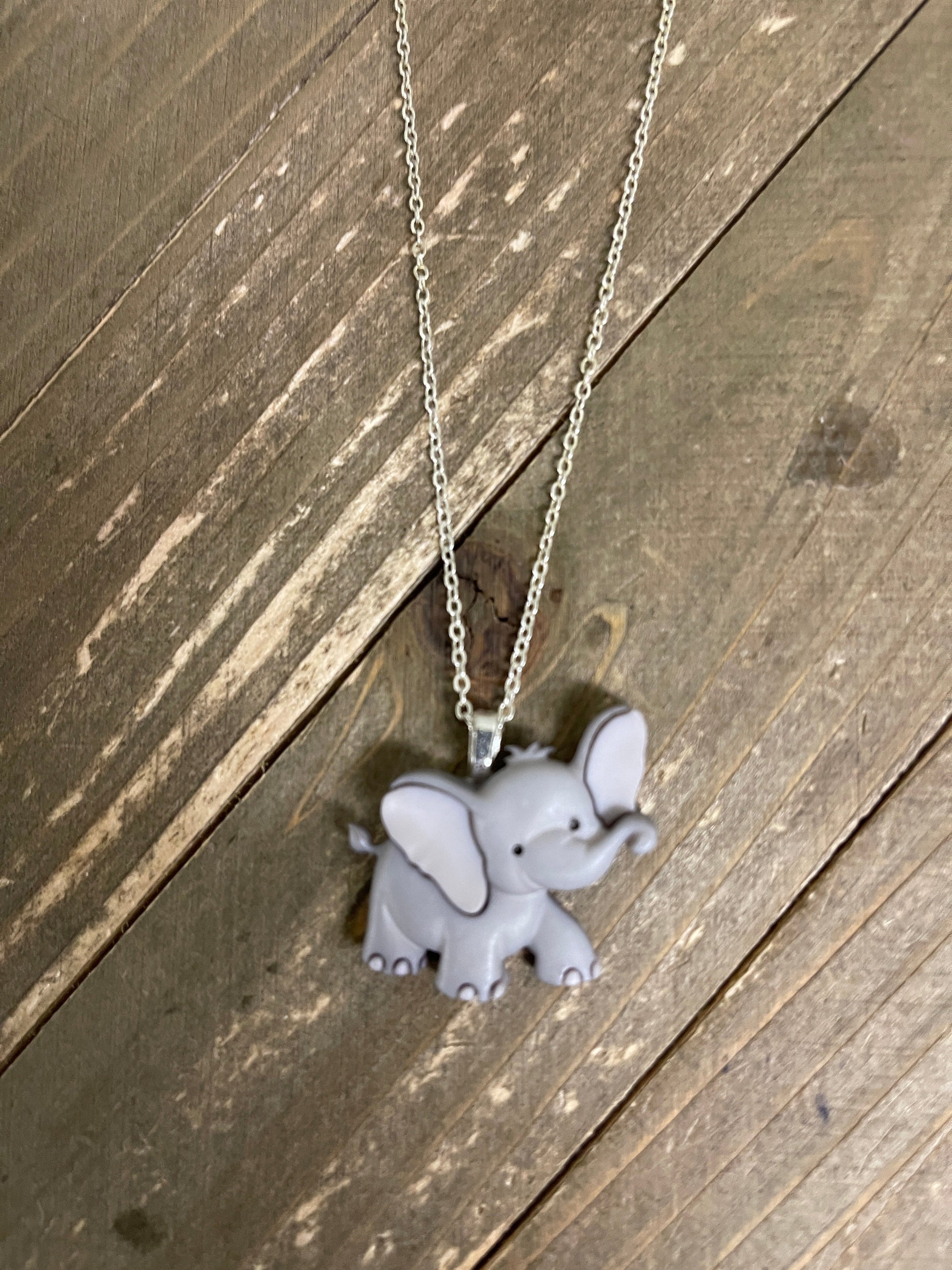 Tiny Trunk Elephant  Pendant on a Silver Chain NeclakcePink tiful of LOVE