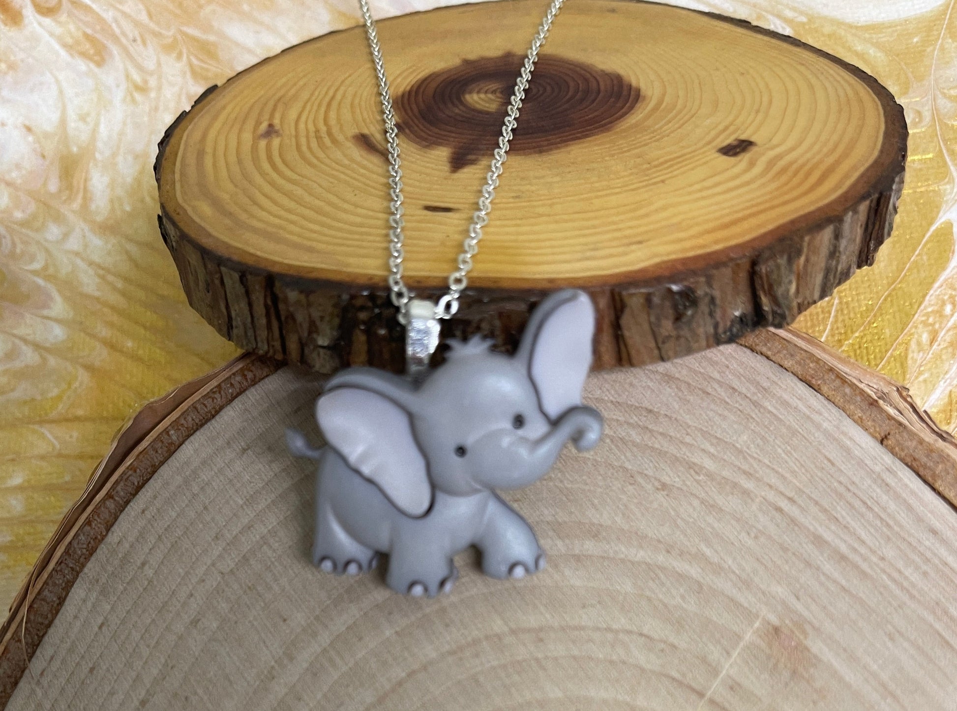 Tiny Trunk Elephant  Pendant on a Silver Chain NeclakcePink tiful of LOVE