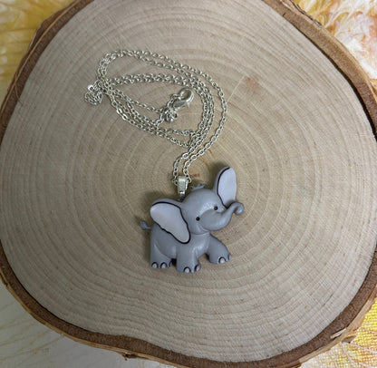 Tiny Trunk Elephant  Pendant on a Silver Chain NeclakcePink tiful of LOVE