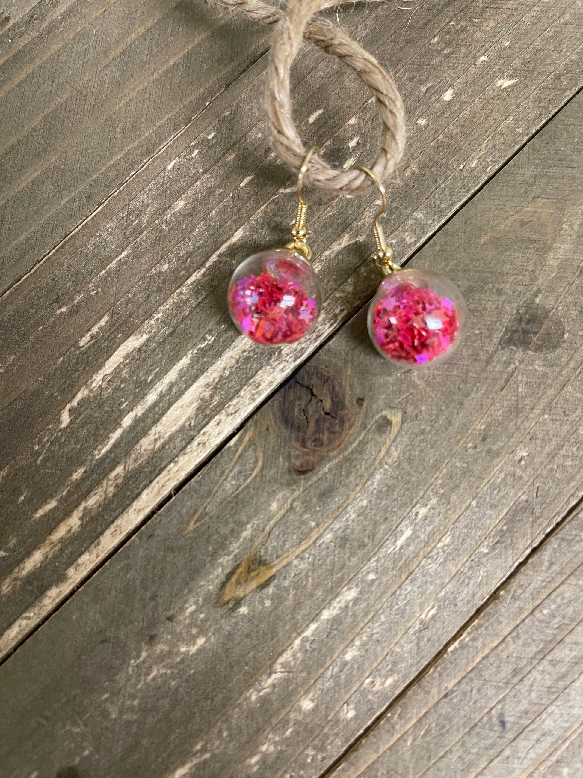 Bubble Ball charm Wire Earring- Red, White &amp; Blue set of 3 prsPink tiful of LOVE