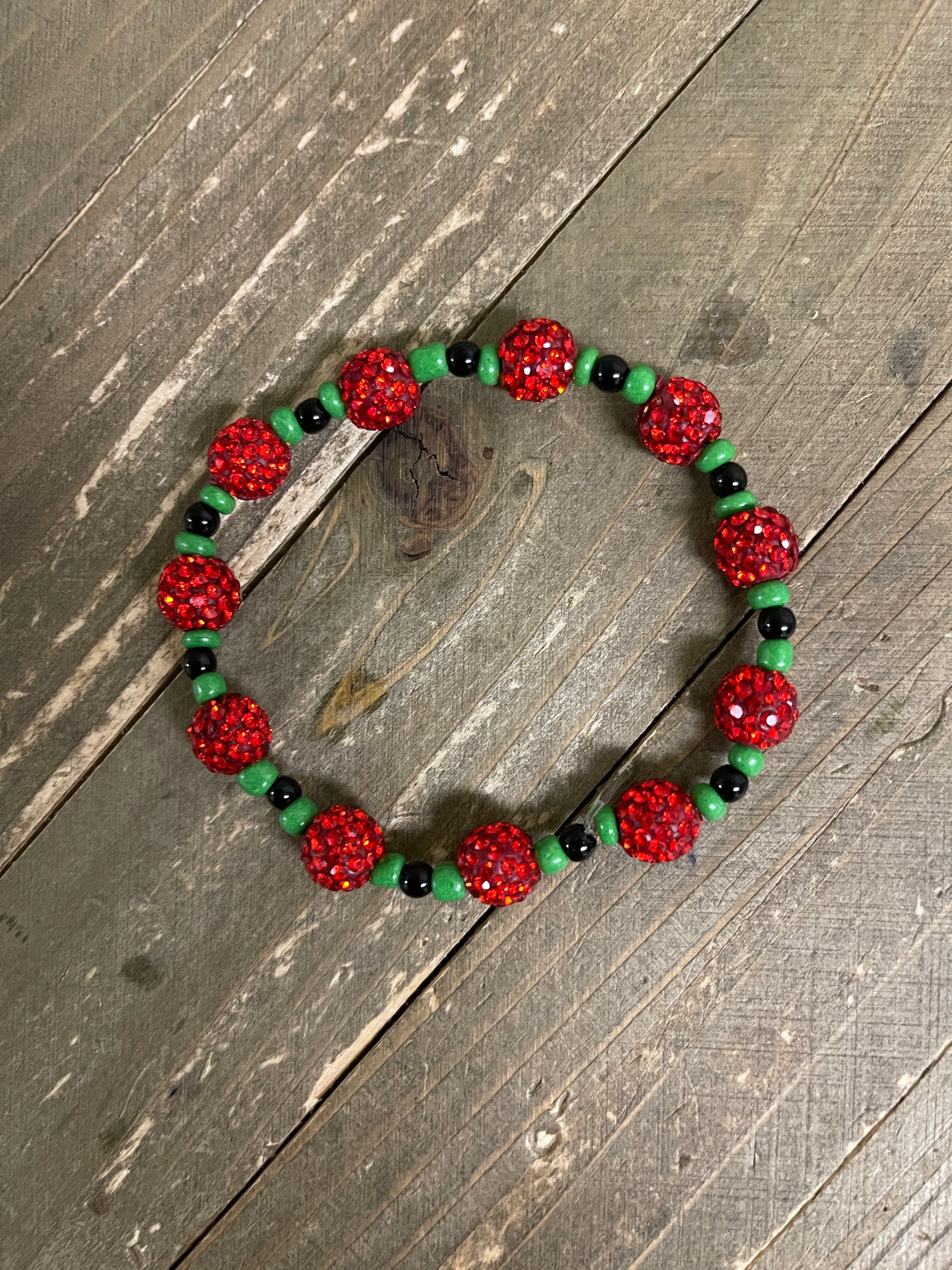 Sparkly Red Rhinestone Round Ball Beaded Elastic/Stretch BraceletPink tiful of LOVE