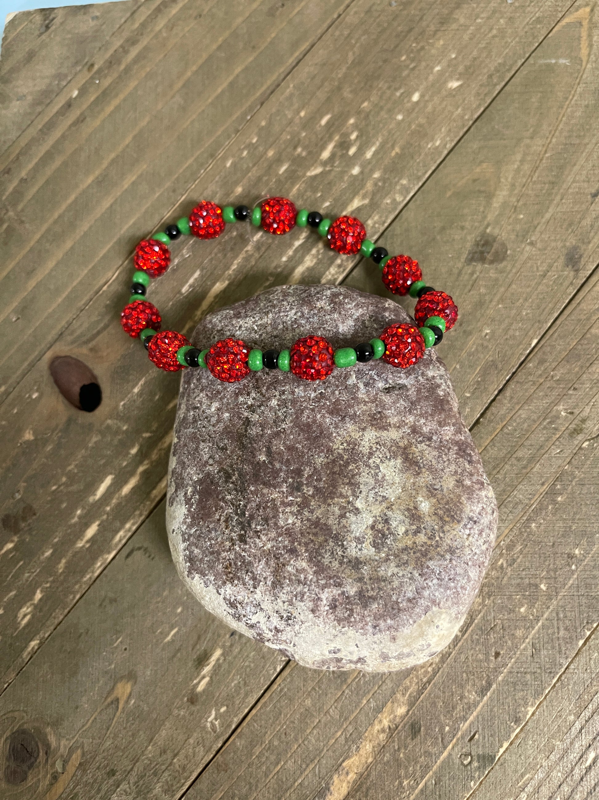Sparkly Red Rhinestone Round Ball Beaded Elastic/Stretch BraceletPink tiful of LOVE