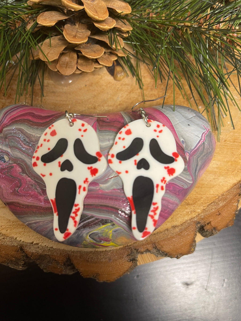 Bloody Halloween Scream  charm Wire Earring
