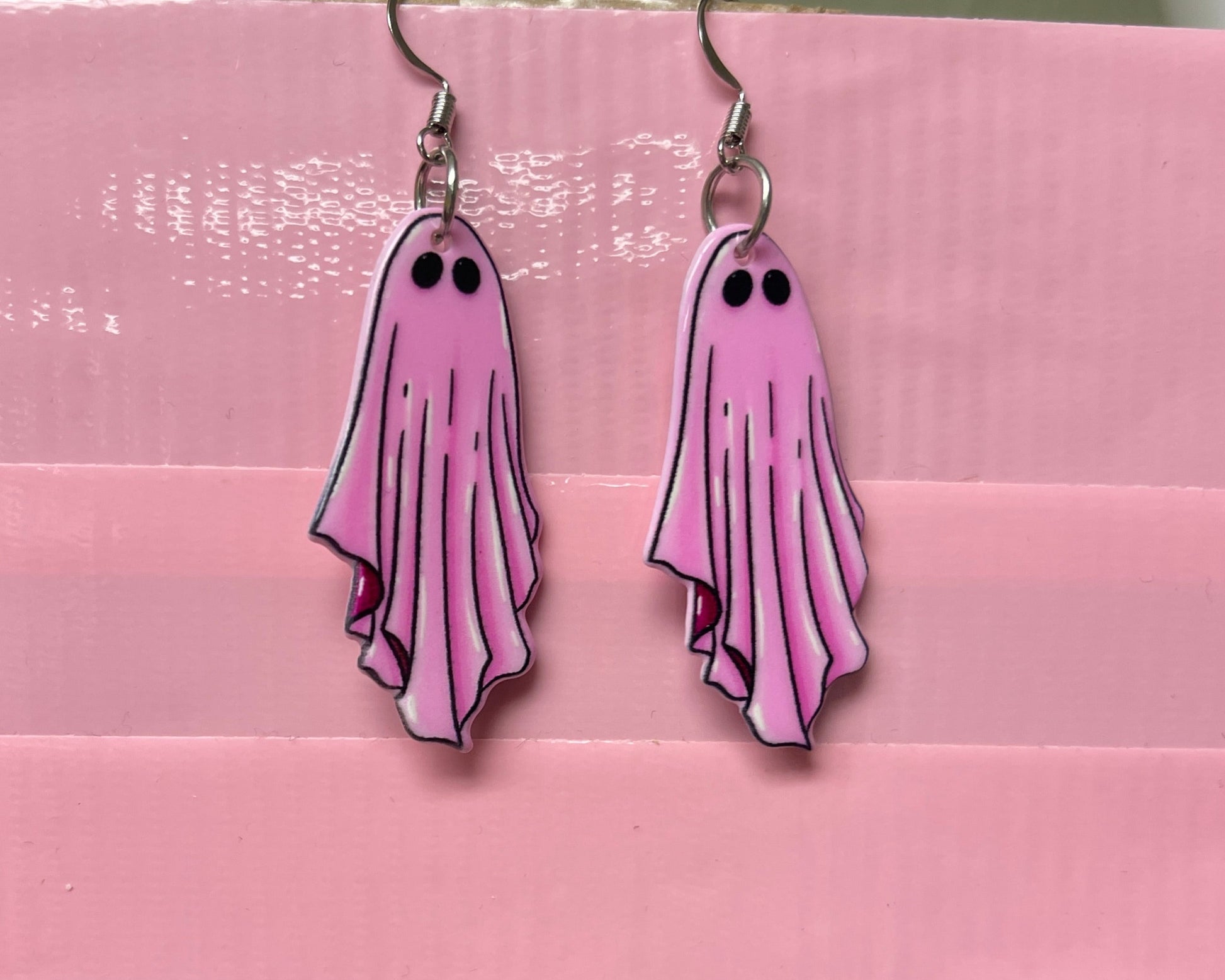 Pink Goth Ghost Charm Wire EarringPink tiful of LOVE