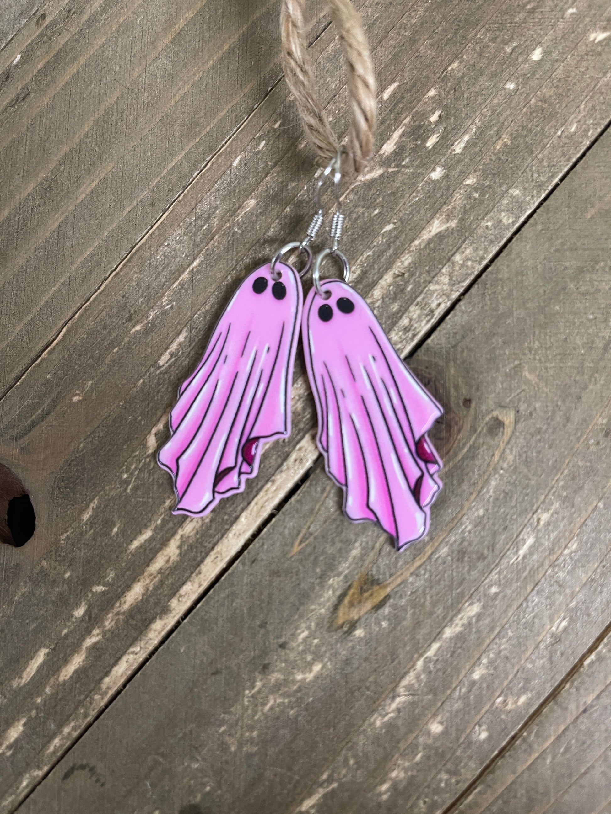 Pink Goth Ghost Charm Wire EarringPink tiful of LOVE