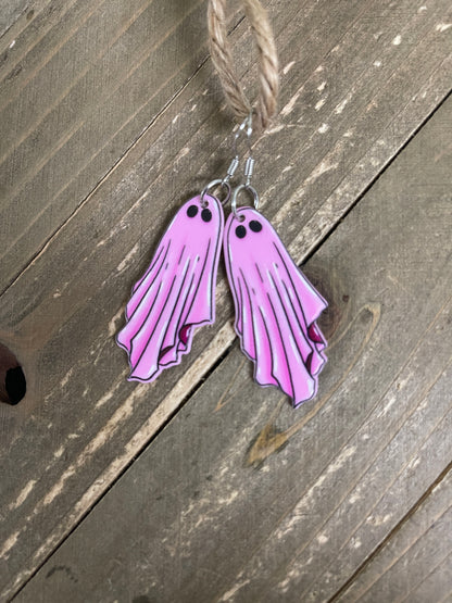 Pink Goth Ghost Charm Wire EarringPink tiful of LOVE