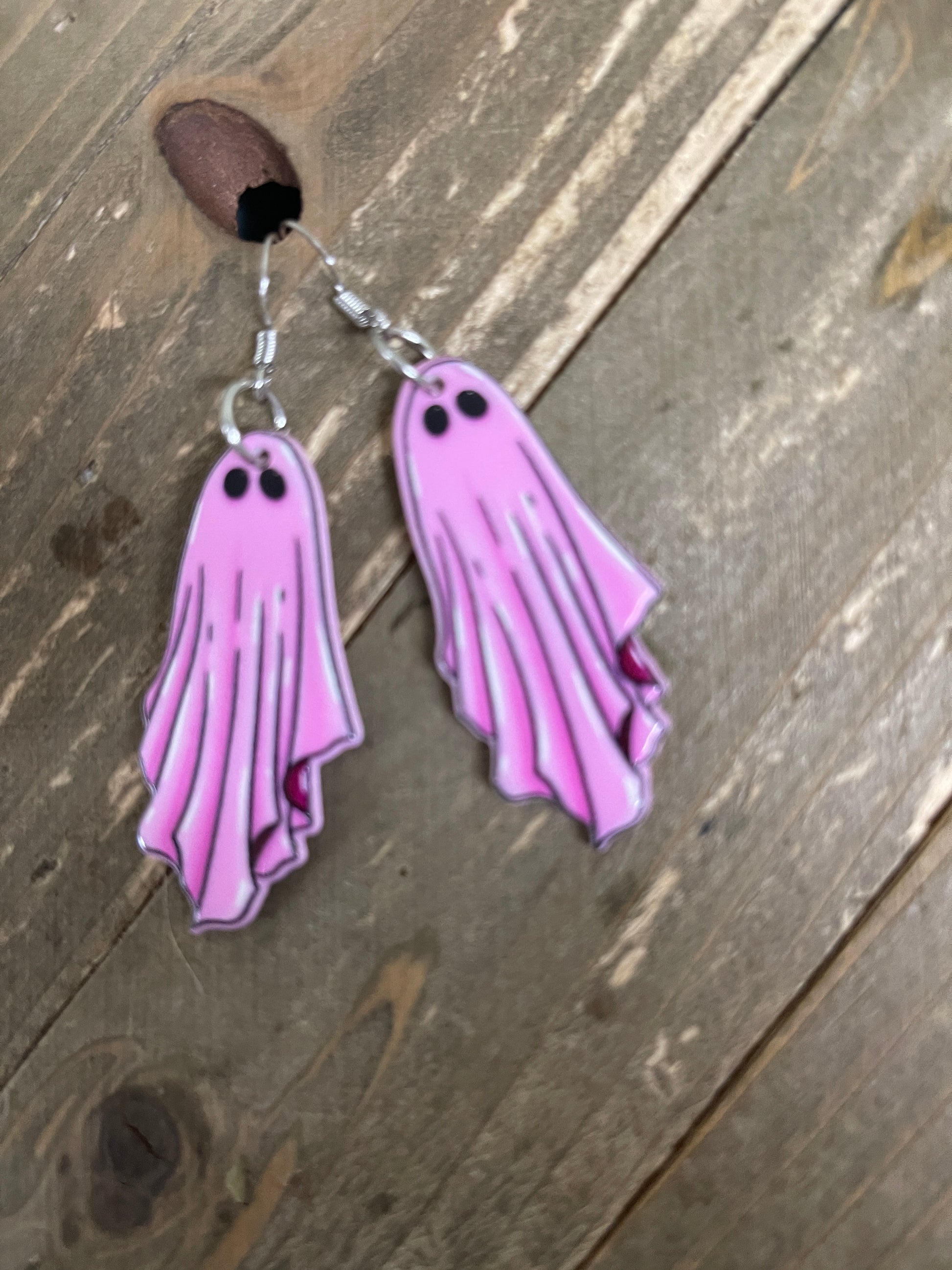 Pink Goth Ghost Charm Wire EarringPink tiful of LOVE