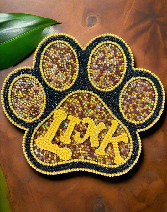 Paw Print Wall Art; diamond painting; Wood & Gemstones