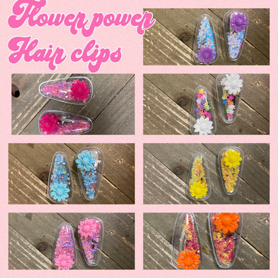 Flower Power Confetti-Snap Hair clips (7 colors to choose)