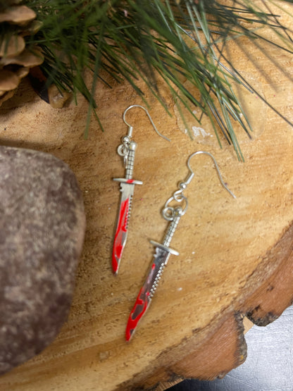 Bloody Hunting knife Charm Wire EarringPink tiful of LOVE