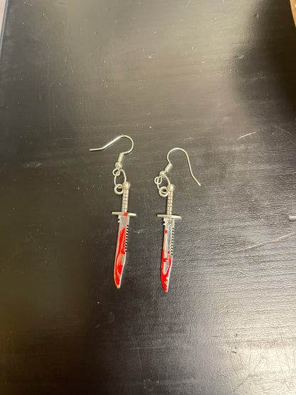 Bloody Hunting knife Charm Wire EarringPink tiful of LOVE