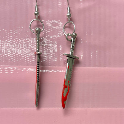 Bloody Hunting knife Charm Wire EarringPink tiful of LOVE