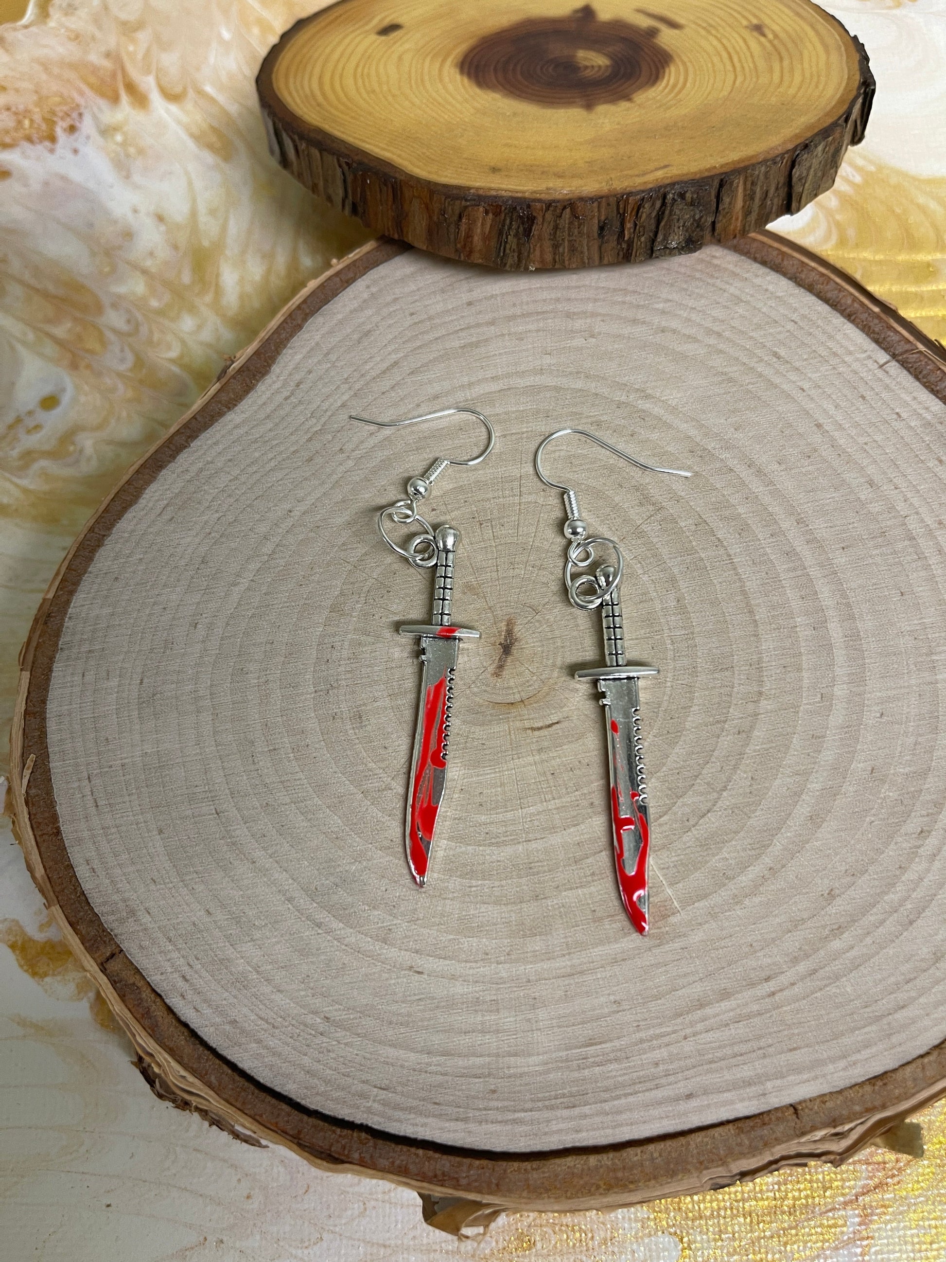 Bloody Hunting knife Charm Wire EarringPink tiful of LOVE