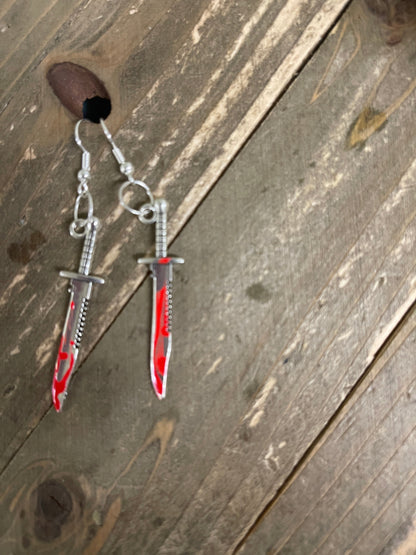 Bloody Hunting knife Charm Wire EarringPink tiful of LOVE