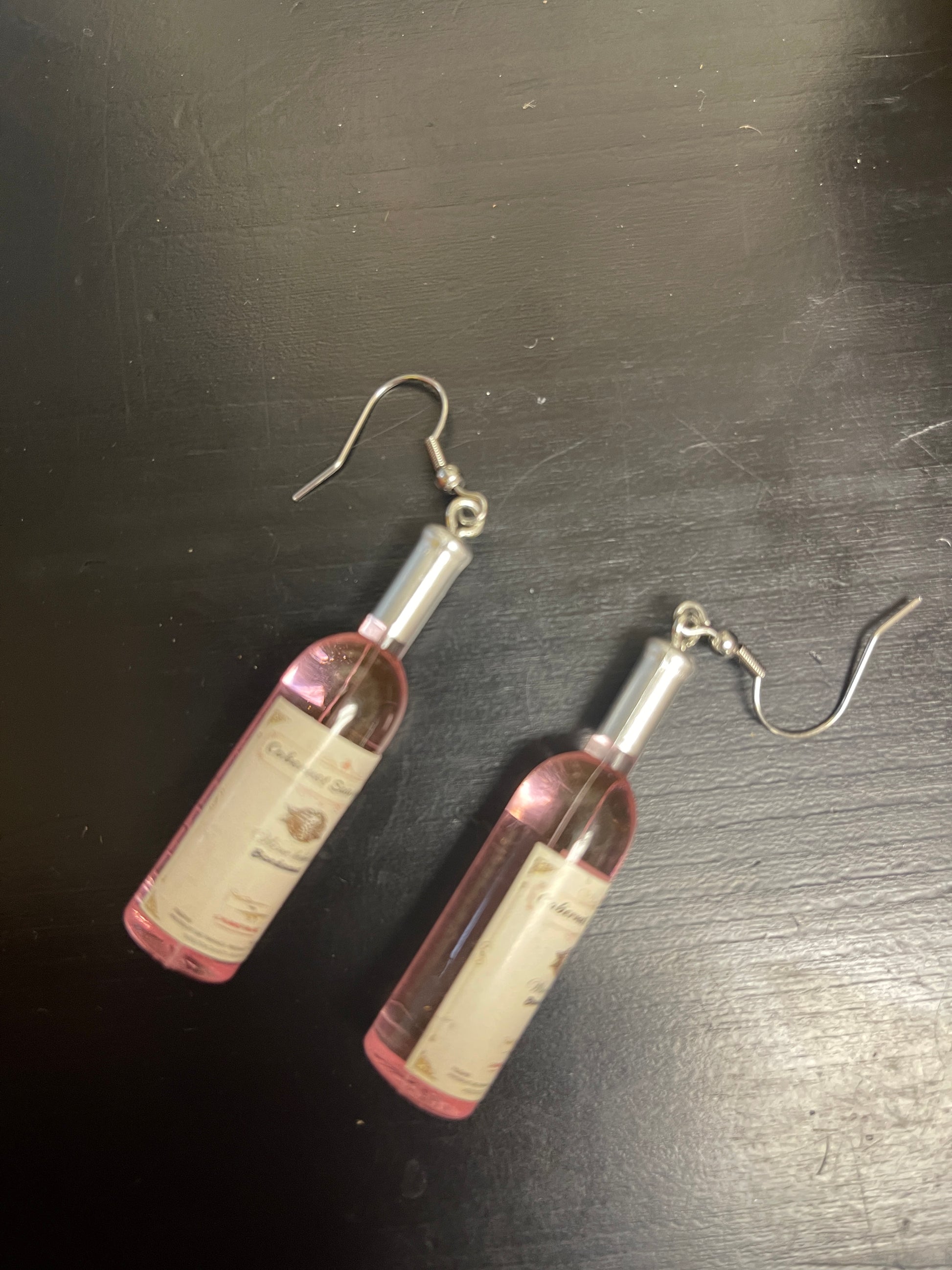 Wine Bottle Wire EarringsPink tiful of LOVE