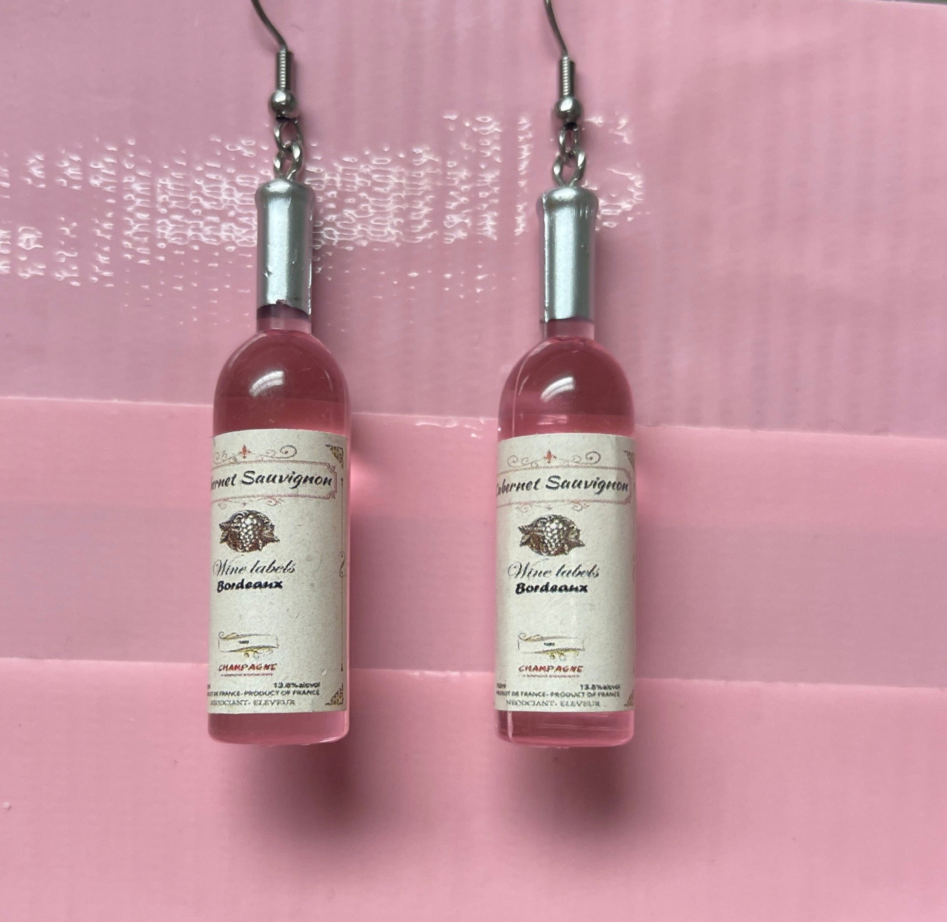 Wine Bottle Wire EarringsPink tiful of LOVE
