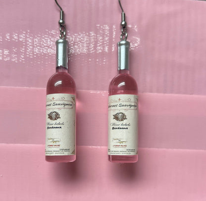 Wine Bottle Wire EarringsPink tiful of LOVE
