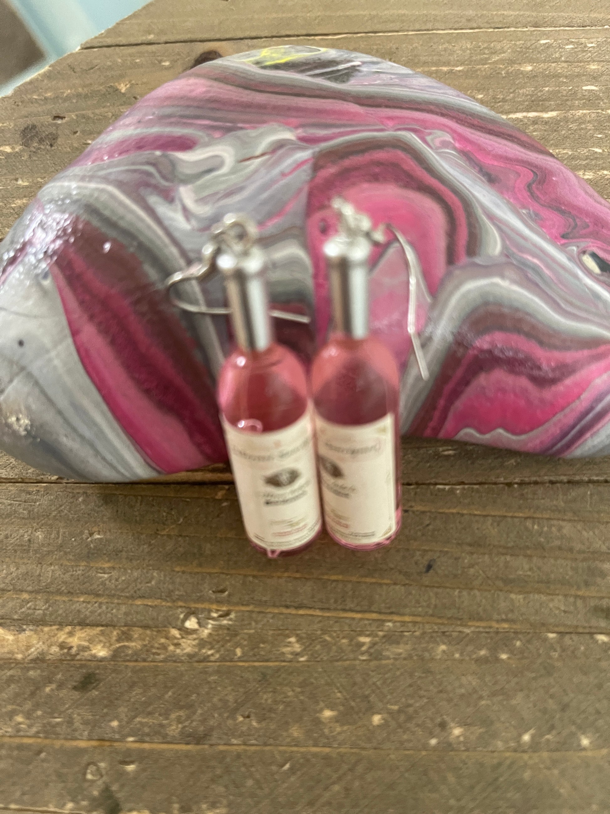 Wine Bottle Wire EarringsPink tiful of LOVE