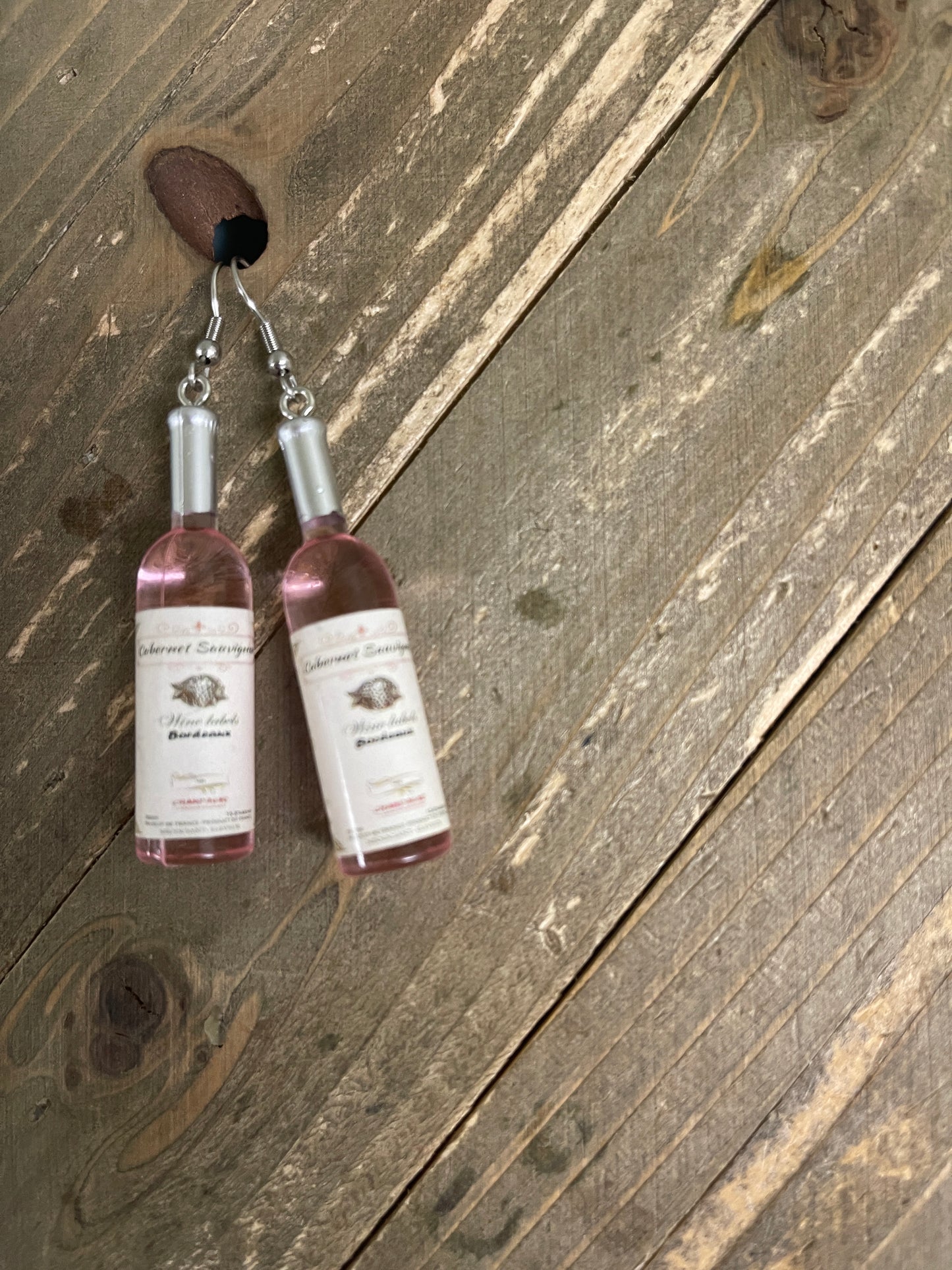 Wine Bottle Wire EarringsPink tiful of LOVE