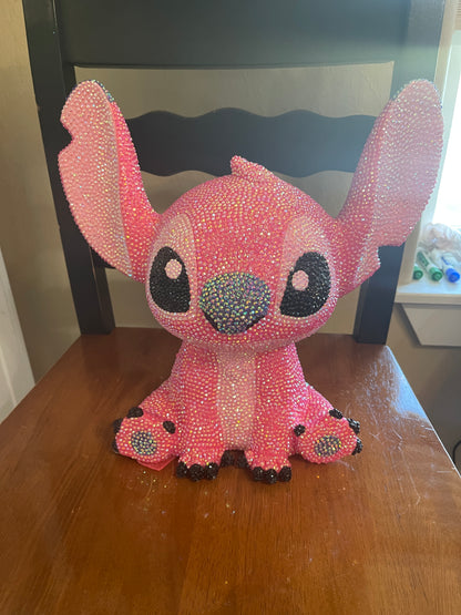 ✨ Diamond Art 3D Bank – Sparkling Pink Stitch-Inspired Money Holder