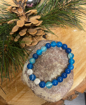 Shades of Blue Bedazzle Beaded Stretchy Bracelet