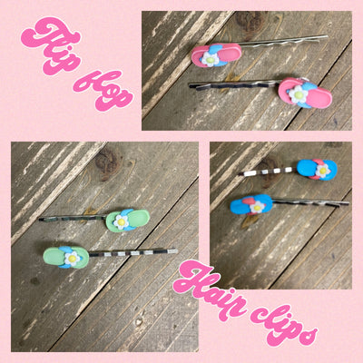 Flower Flip Flop Hair clips (a pair)