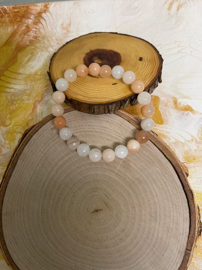 Peach Aventurine gemstone beaded Stretch bracelet-2