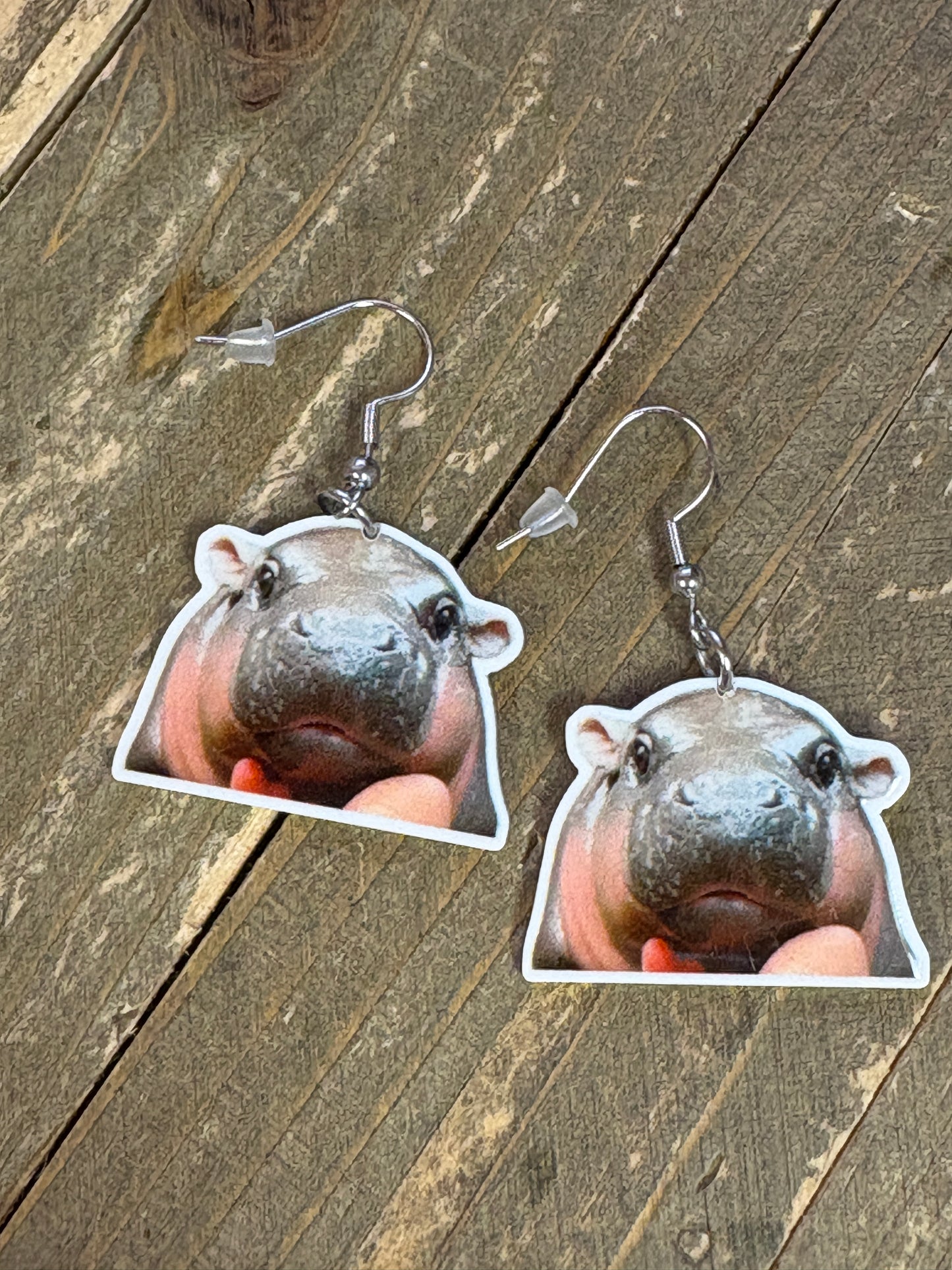 Moo Deng Hippo Wire Earrings