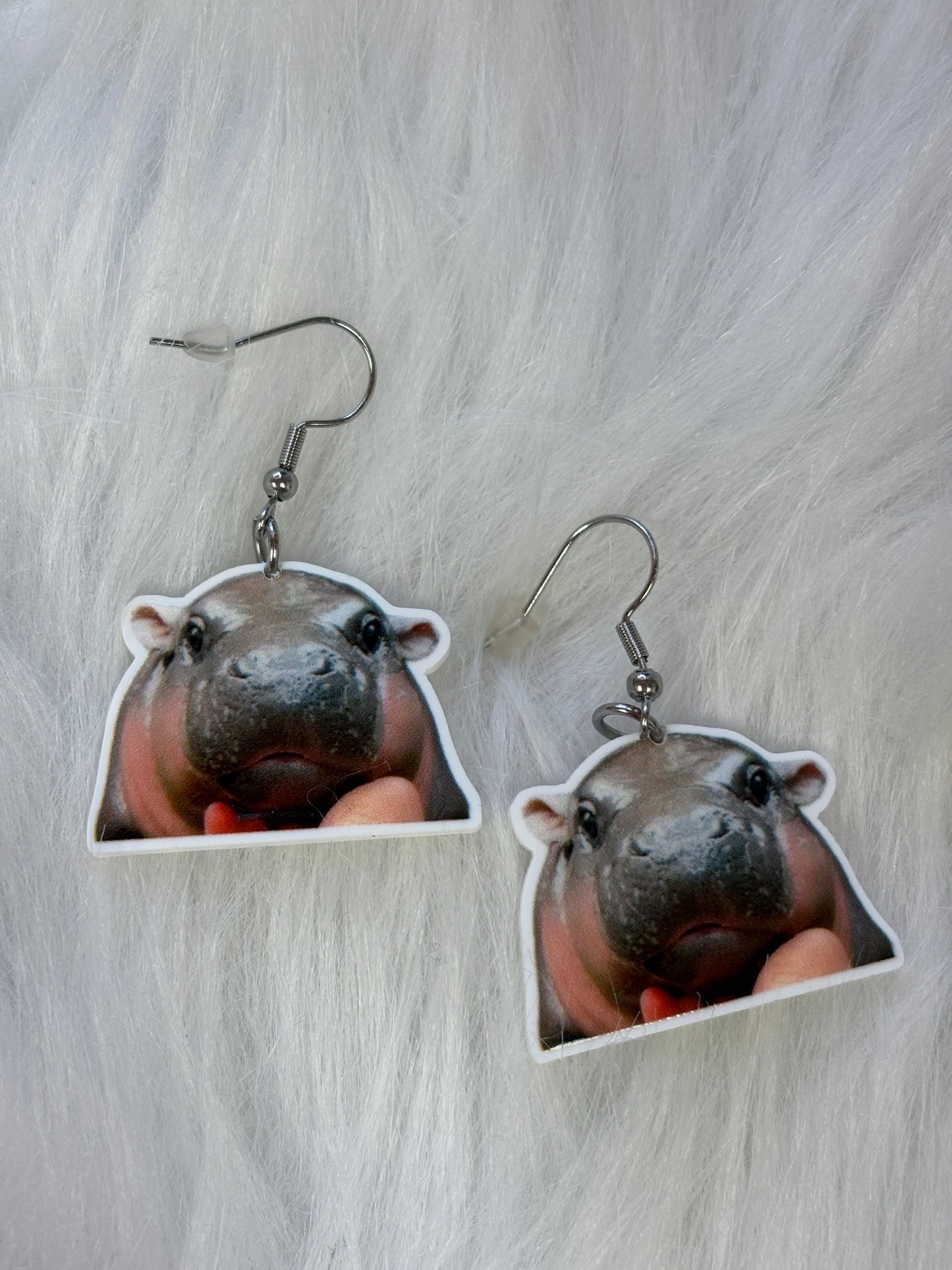 Moo Deng Hippo Wire Earrings