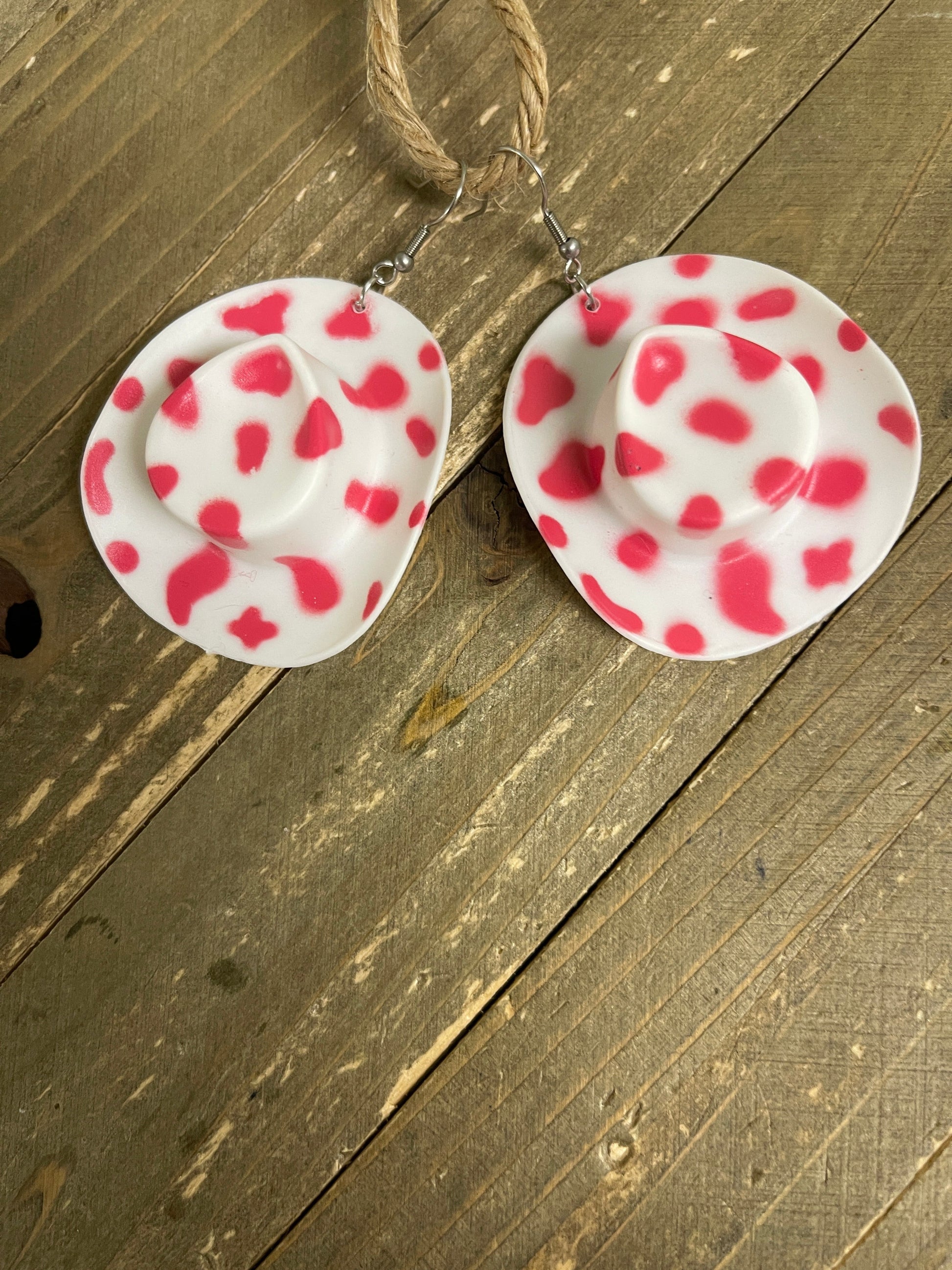 Western Pink Cow Print Hat Wire EarringsPink tiful of LOVE