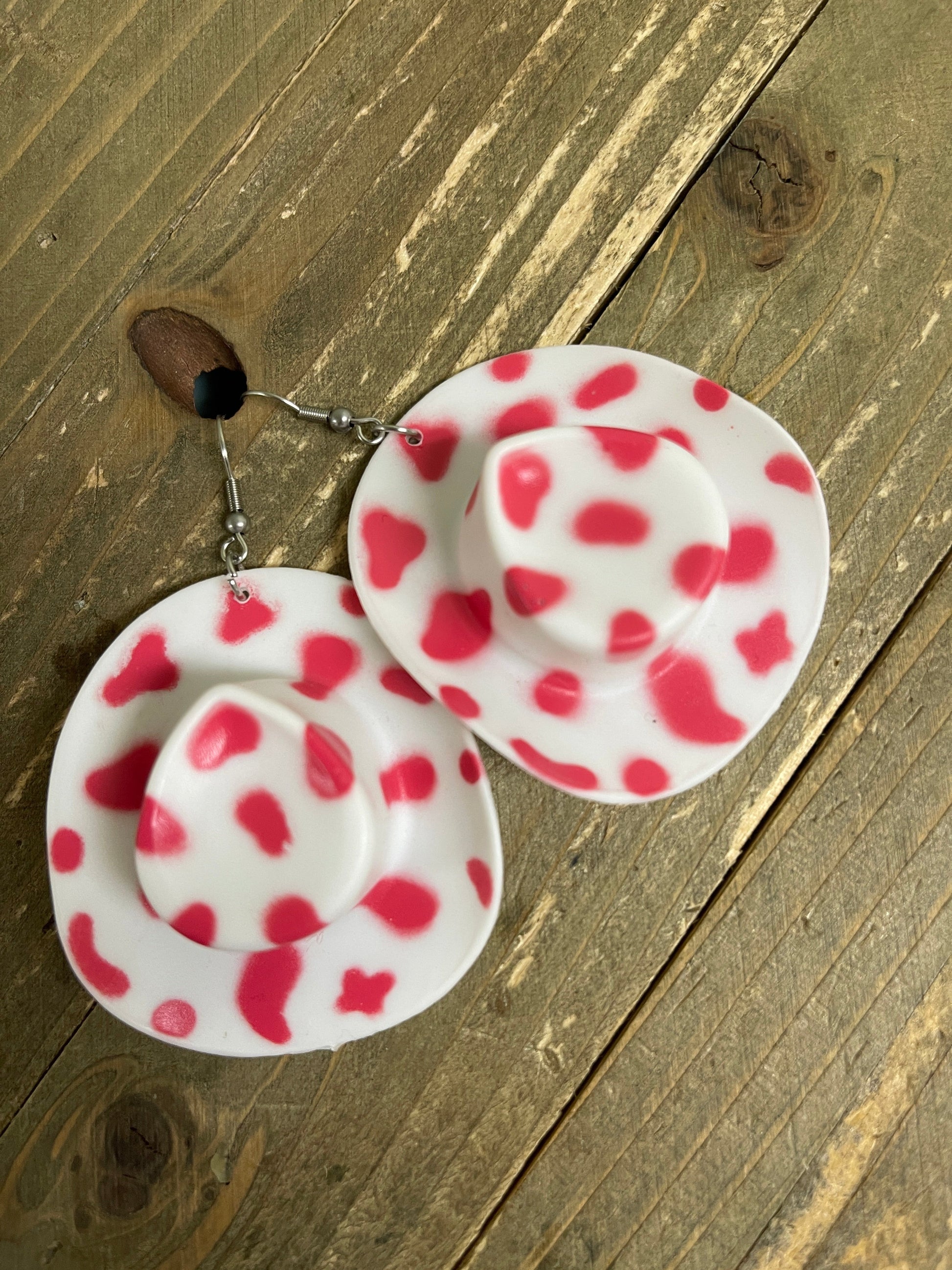 Western Pink Cow Print Hat Wire EarringsPink tiful of LOVE