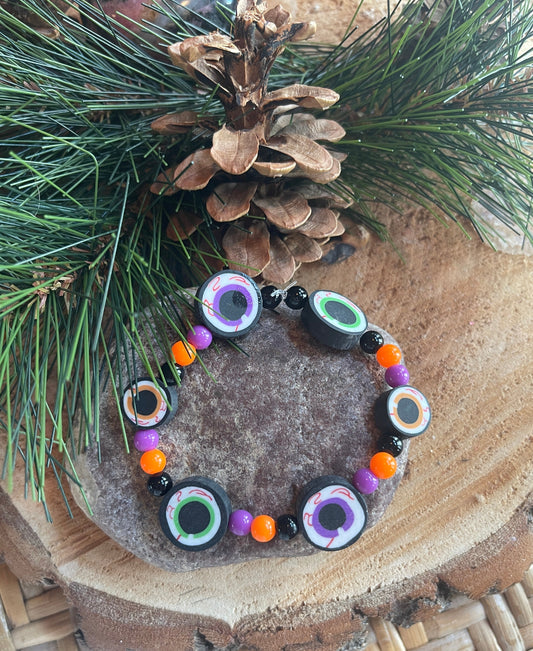 Halloween Eyeball beaded Stretch braceletPink tiful of LOVE