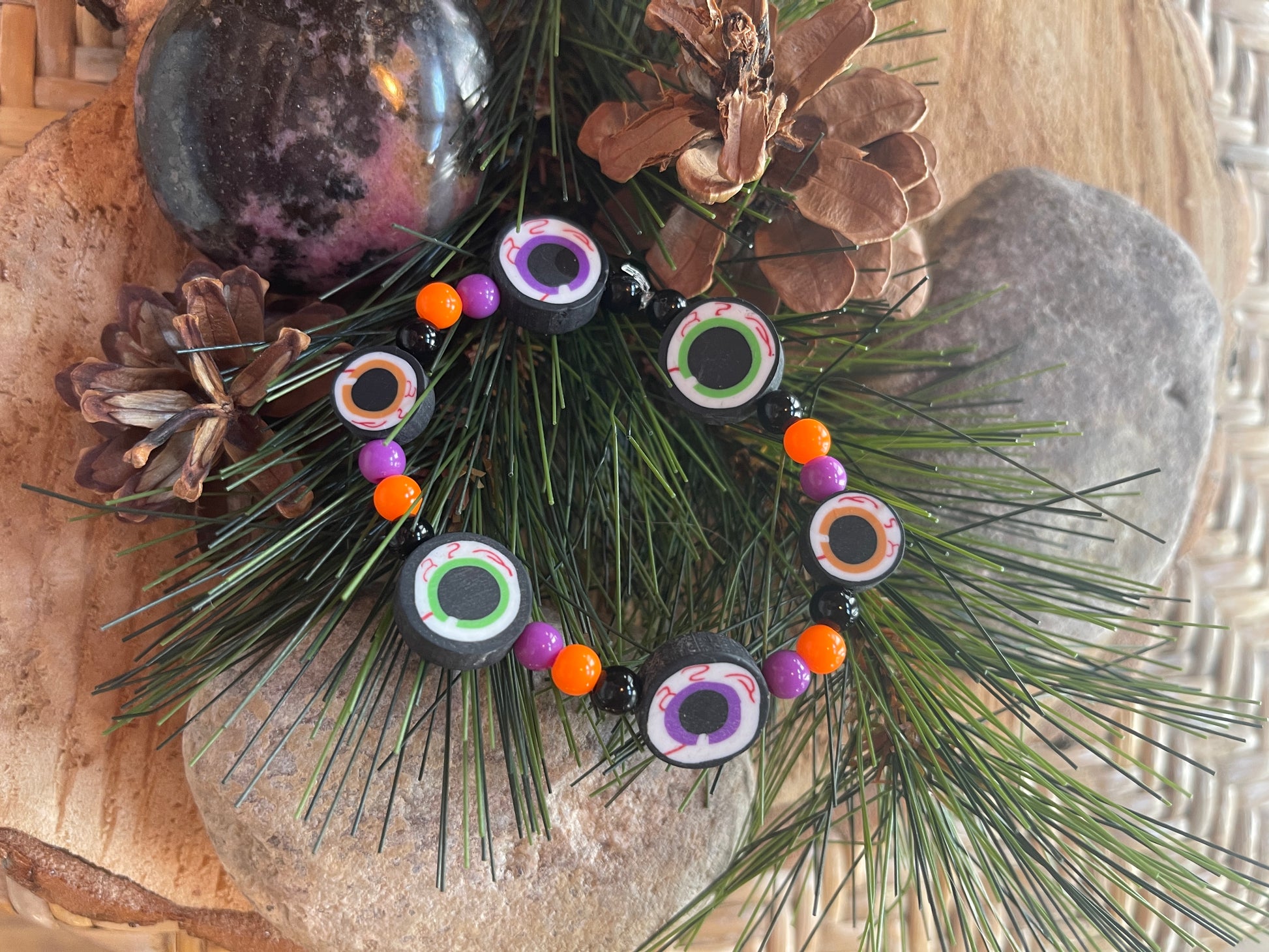 Halloween Eyeball beaded Stretch braceletPink tiful of LOVE