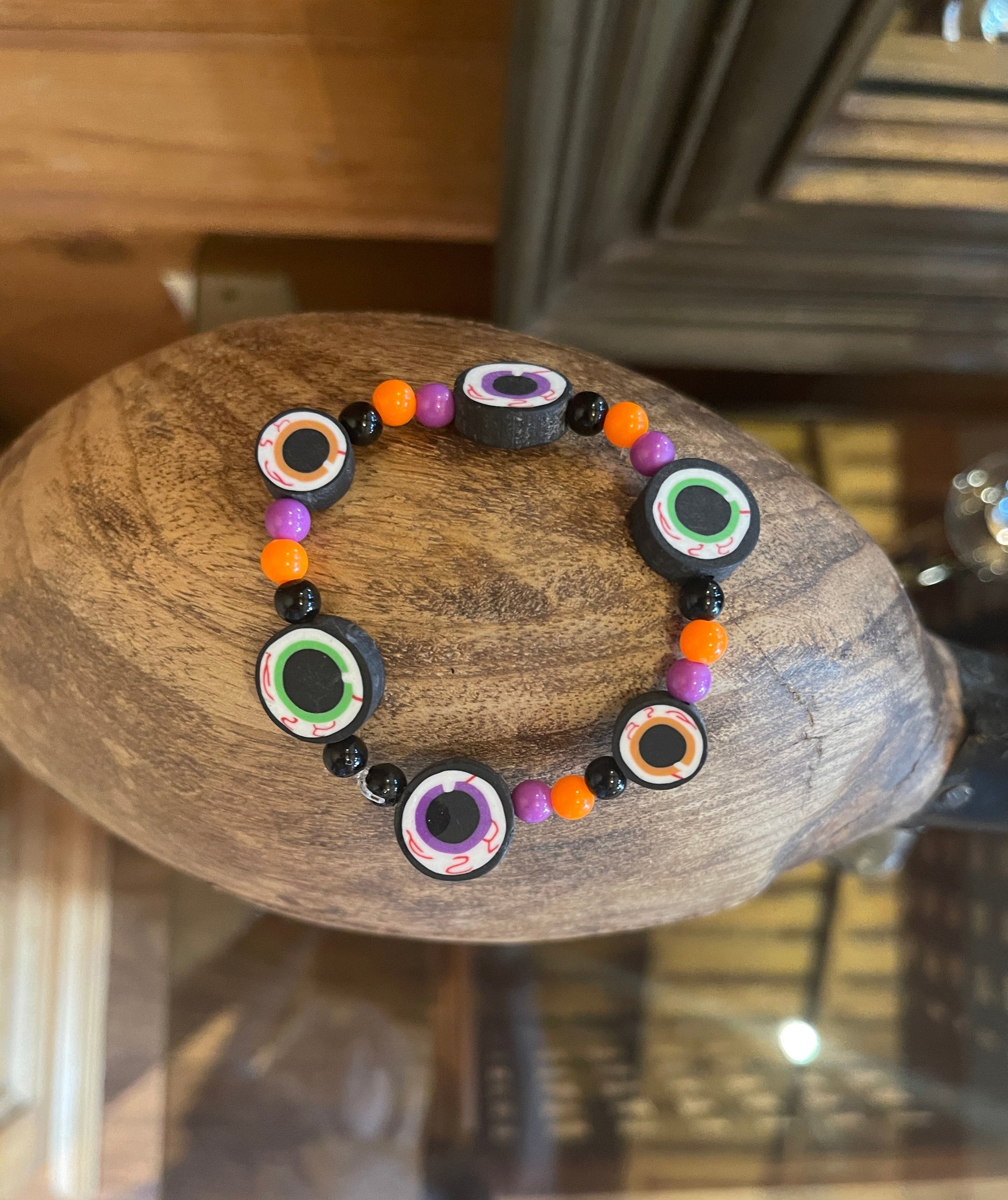 Halloween Eyeball beaded Stretch braceletPink tiful of LOVE