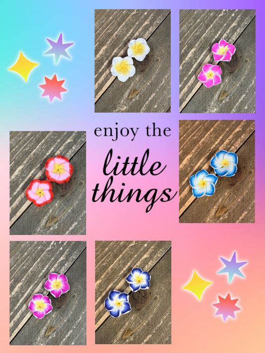 Hawaiian Plumeria Flower Stud Earrings (6 colors to choose)