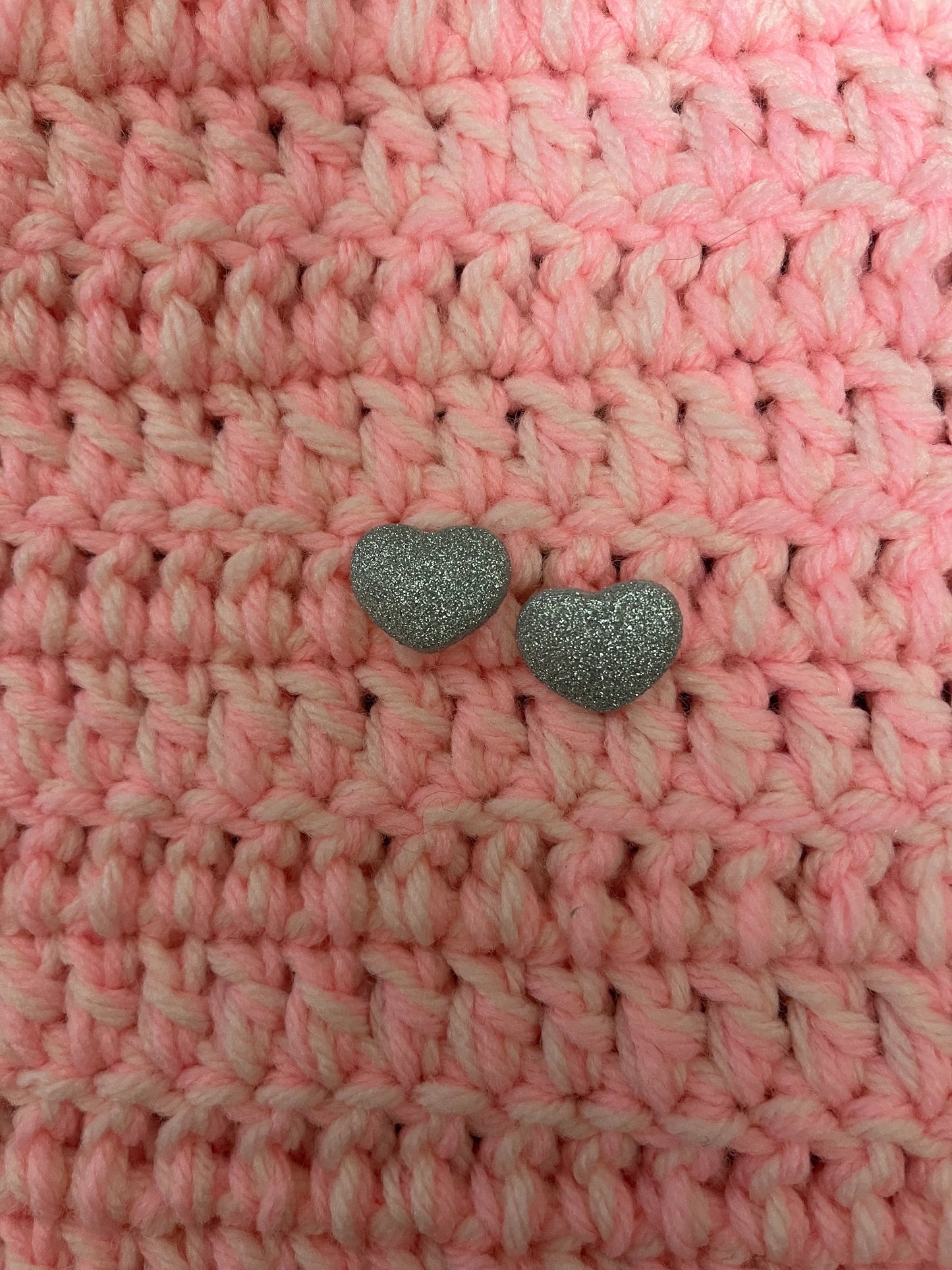 Silver Glitter Heart Stud Earrings – Sparkly Heart Posts