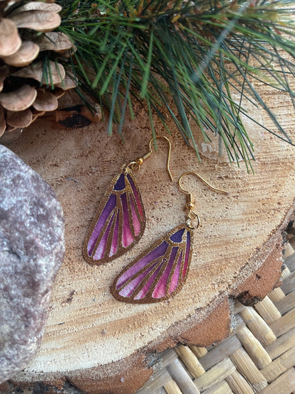 Ombre Wing Charm Wire earrings (3 colors)