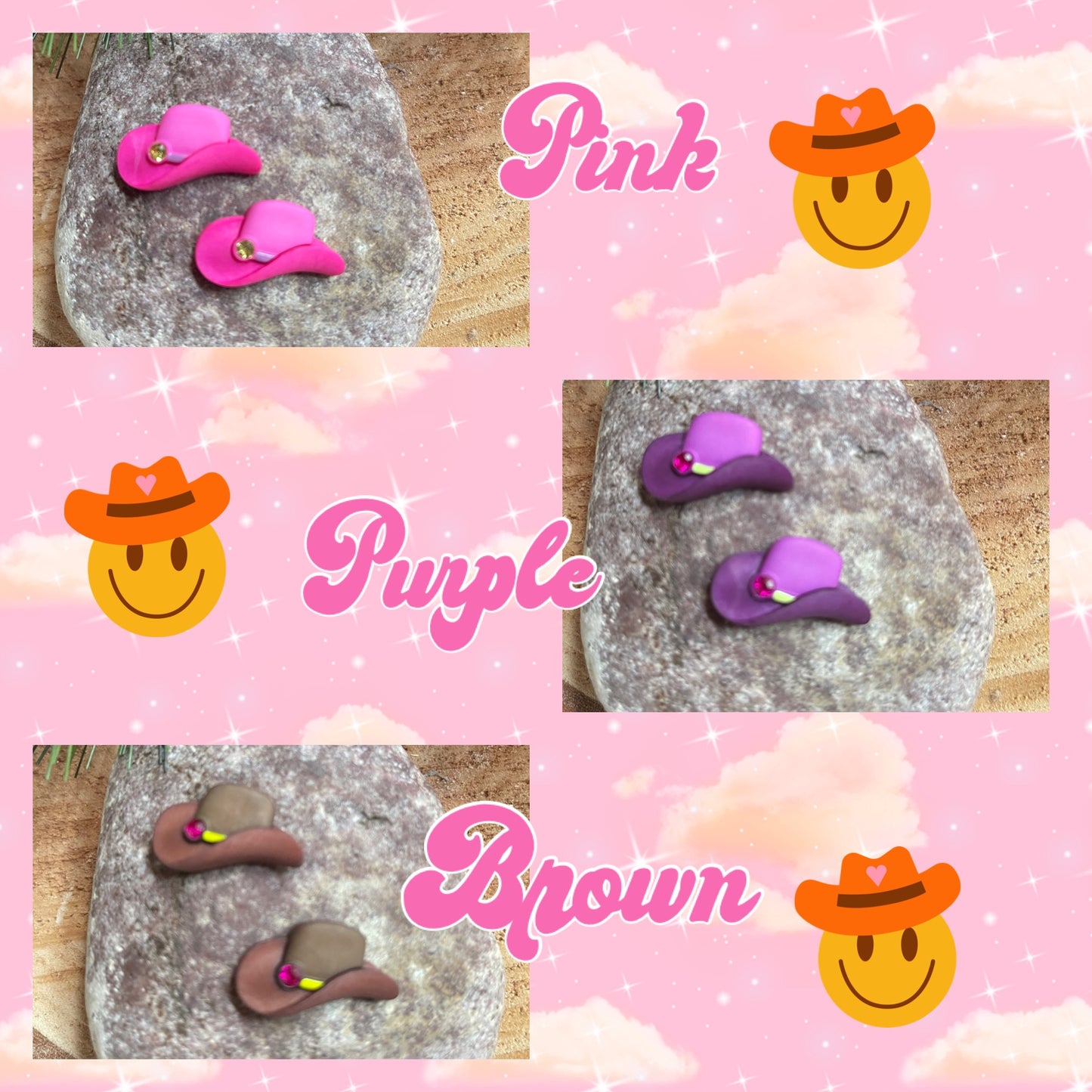 Cowboy Hat Stud earrings (3 colors)