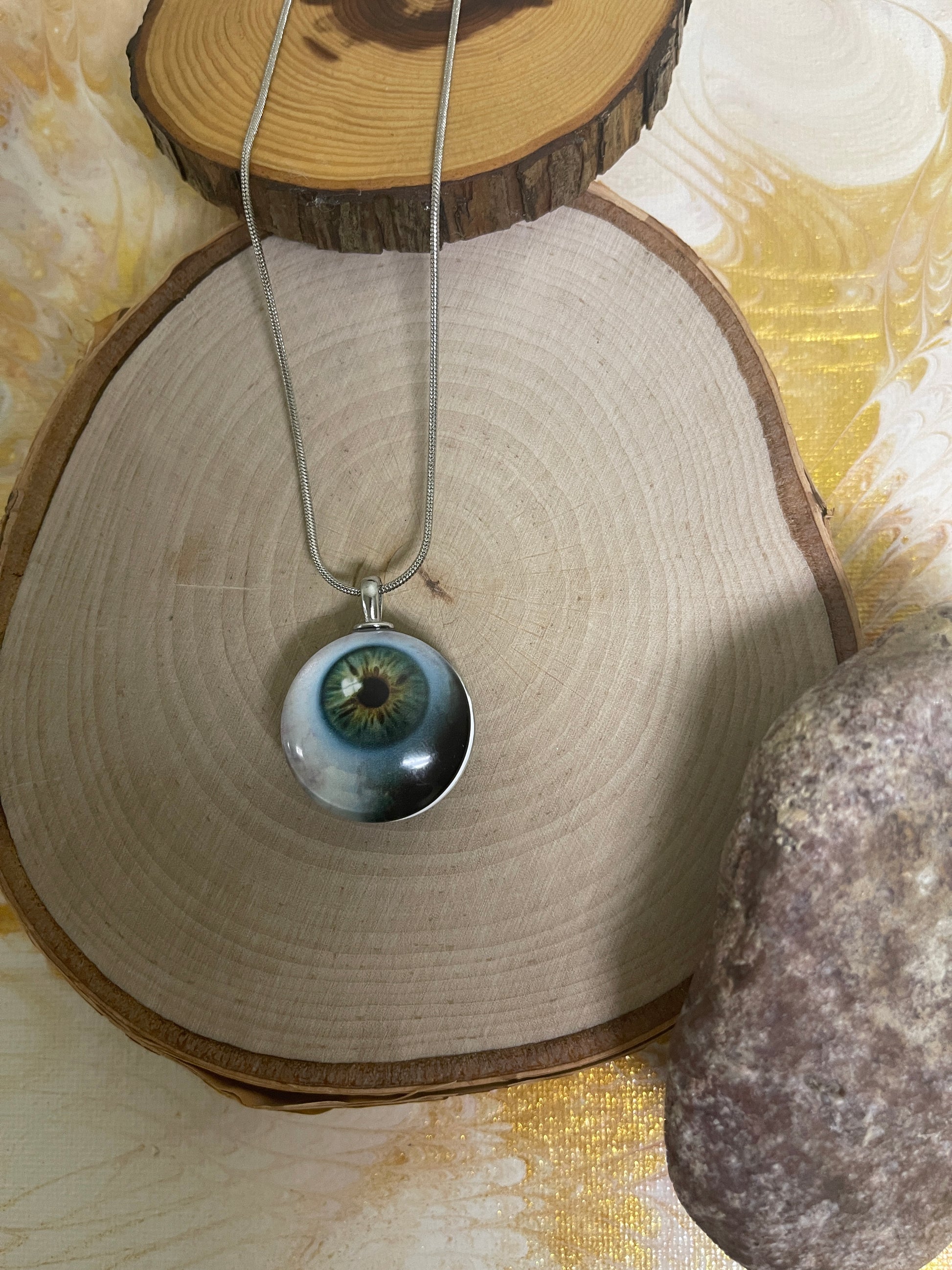 Halloween Eye Pendant on a Silver Chain NecklacePink tiful of LOVE