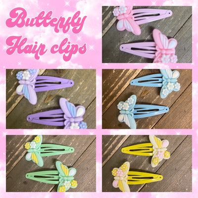 Butterflies in flight Snap Hair clips (a pair)