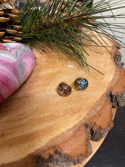 Sophie Stud Earrings -Rainbow Glitter