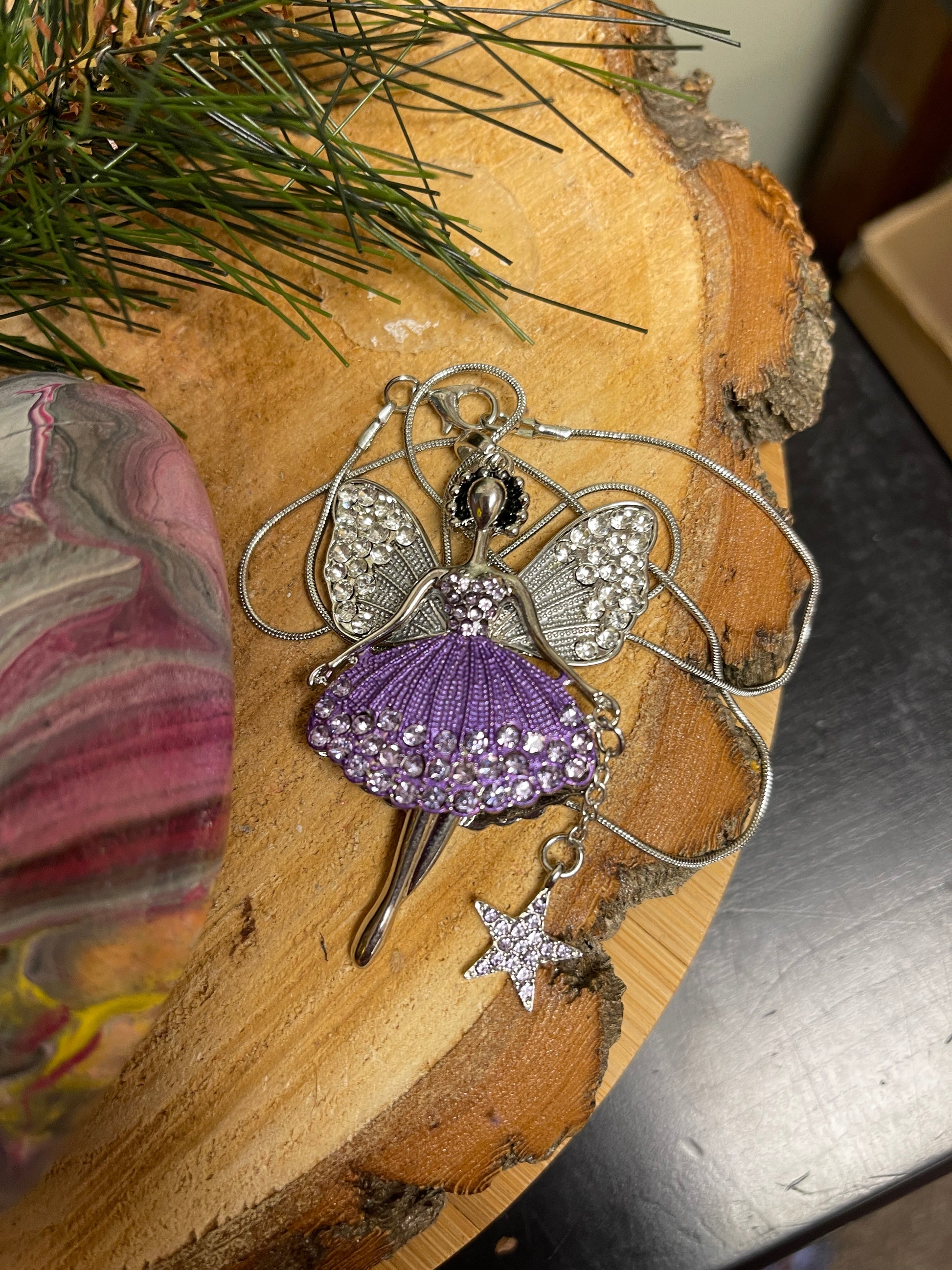 Silver and Purple Fairy Pendant on a Silver chain NecklacePink tiful of LOVE