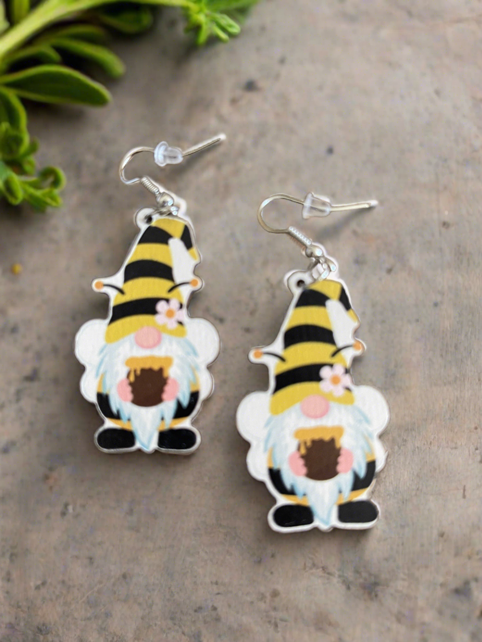 Honey Bee Gnome Wire earringsPink tiful of LOVE