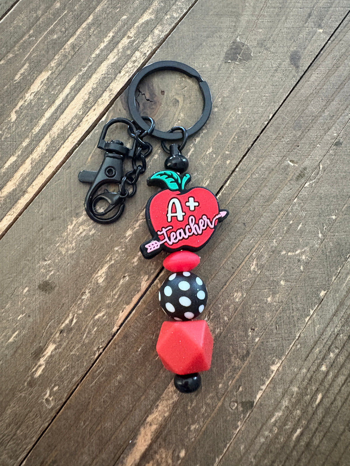 A+ Teacher Apple Beaded Keychain*